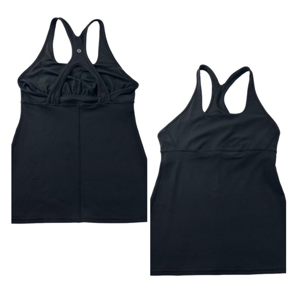 Lululemon Black Crossed Keyhole Tank Top Size 6 Built in Bra - Picture 1 of 7